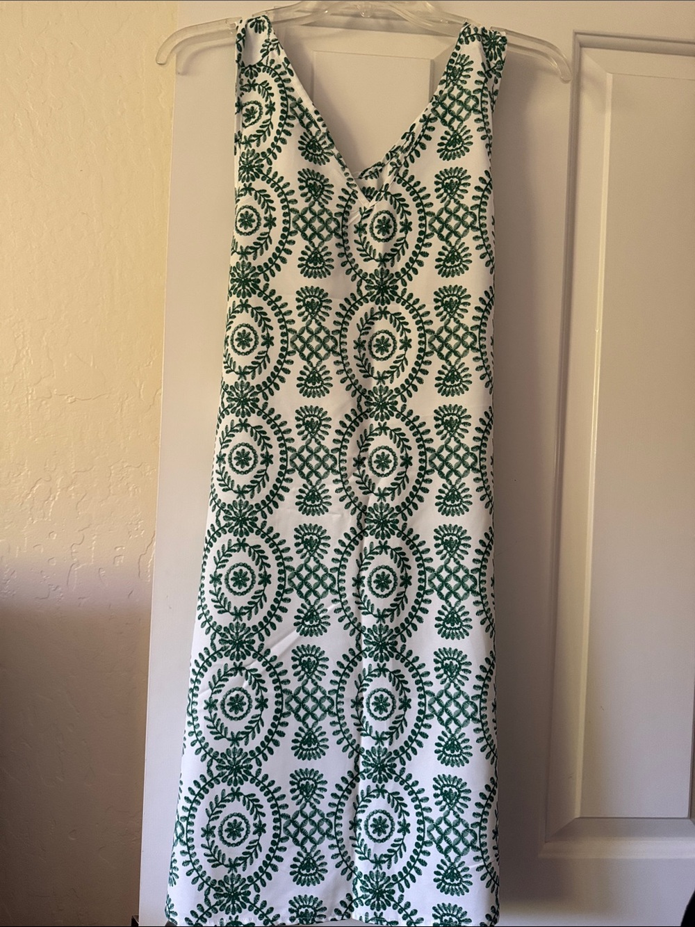 Cupshe White & Green Patterned Midi Dress